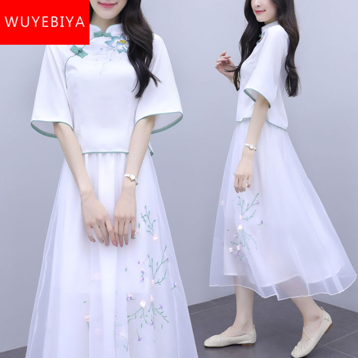 Hán Phục Cách Tân Kiểu Trung Quốc Váy Liền Áo Trang Phục Mùa Hè 2021 Váy  Chiffon Cổ Trang Kiểu Tiên Nữ Phong Cách Dân Quốc Phóng Khoáng Cổ Điển Mẫu  Mới 