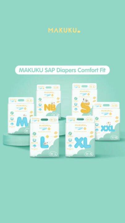 MAKUKU SAP Diapers Comfort Fit Mini Tape/Pants Ukuran NB/S/M/L/XL/XXL ...