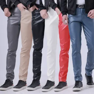 Leather White Pants for Men for sale