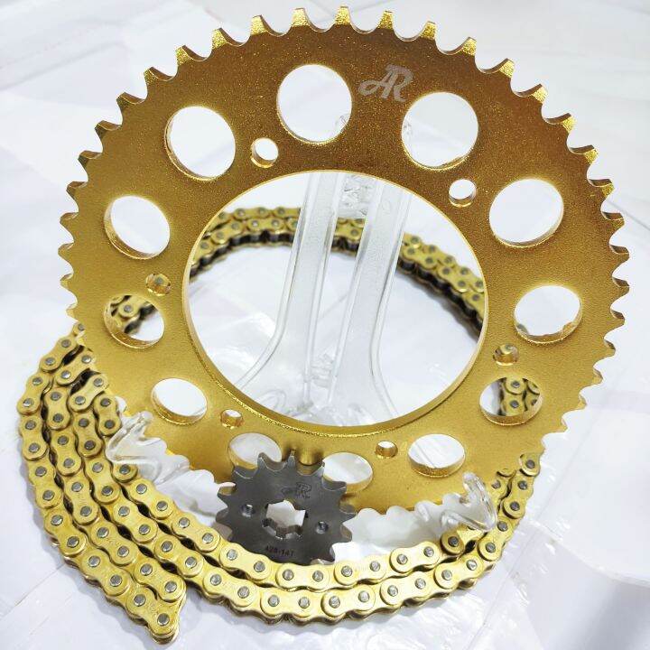 AR 14T50T 1550T 428 Gold Steel Motorcycle Sprocket Chain Set Yamaha MT 15 R15 v3 XSR 155