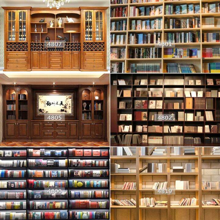 HD 3D Anchor Background Cloth Study Bookcase Wine Bookshelf