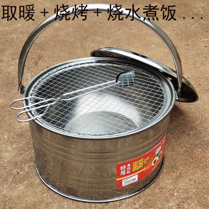 Stainless Steel Barbecue Grill Stove Brazier Satchel Firewood Burning ...