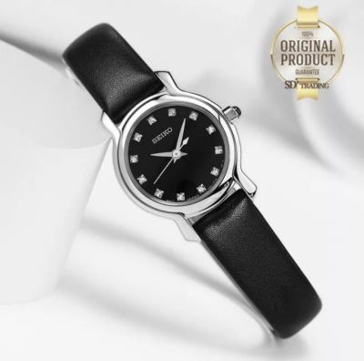 SEIKO QUARTZ WOMEN WATCH MODEL นาฬิกาผู้หญิง ควอตซ์ สายหนังสีดำ รุ่น SXGP67P