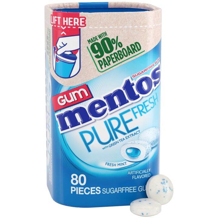 Mentos Pure Fresh Sugar-Free Chewing Gum With Xylitol, Fresh Mint, In A ...