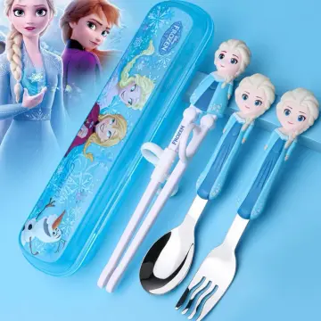 1 Set Disney Children's Tableware Elsa Frozen Baby Spoon Fork