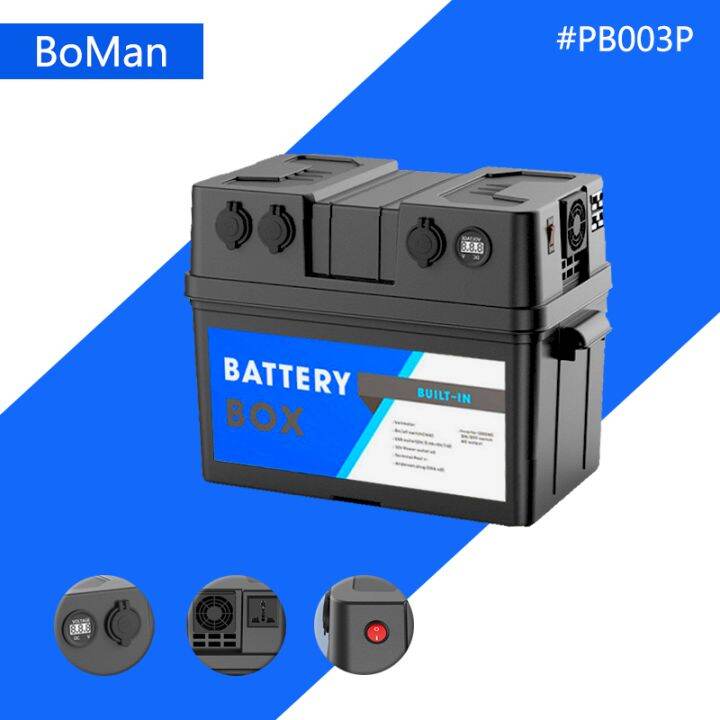12V Powered Lithium Camping Portable Batterie Boxes Lifepo4 Smart Solar Black Plastic Waterproof