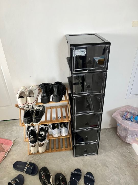 กล่องใส่รองเท้า-กล่องรองเท้า-สีดำ-black-edition-set-6-กล่อง-2bk