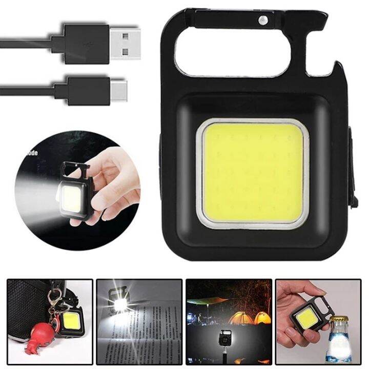 YESPERY Mini LED Flashlight Work Light Portable Pocket Flashlight Keychains USB Rechargeable for
