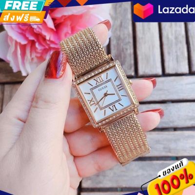นาฬิกาข้อมือผู้หญิง
GUESS Womens Dressy Rose Gold-Tone Watch with White Dial, Crystal-Accented Bezel and Mesh G-Link Band