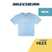 Skechers สเก็ตเชอร์ส เสื้อออกกำลังกายผู้หญิง Women Knit Training Tee Apparel - SP123W082-LTBL