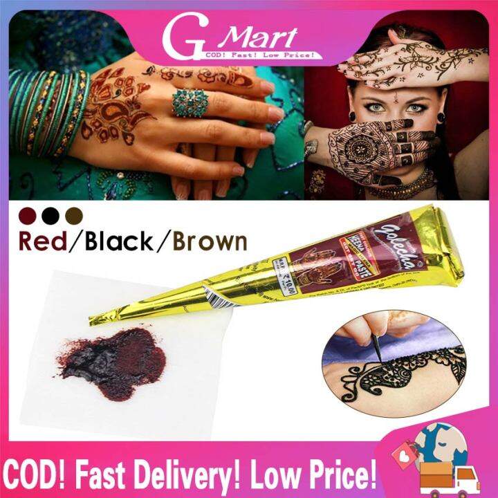 ⭐【LazTop Seller】New Henna Tattoo Paste Black brown red white Henna