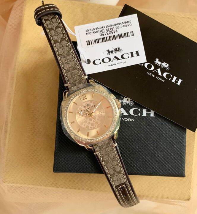 นาฬิกา-coach-14503150-นาฬิกาผู้หญิง-หน้าปัดล้อมคริสตันสีทอง-ขนาด-34mm