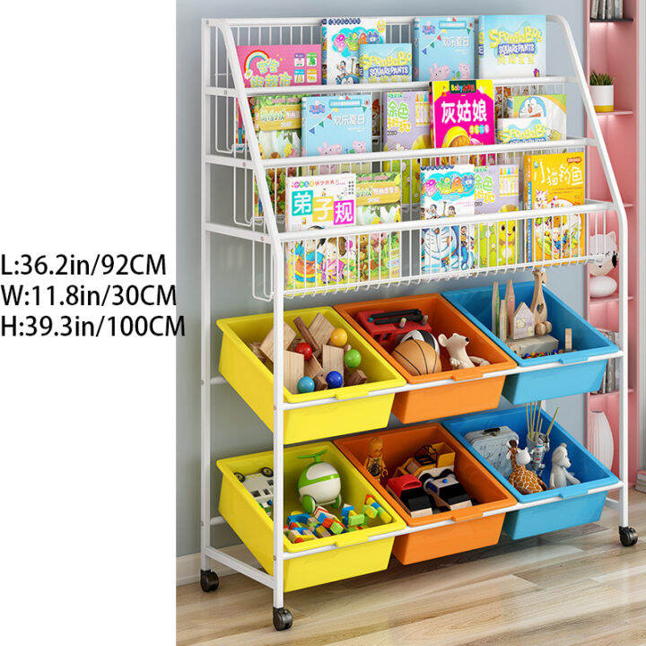 Children'S Portable Picture Book Storage Rack Plastic Box Toy Storage