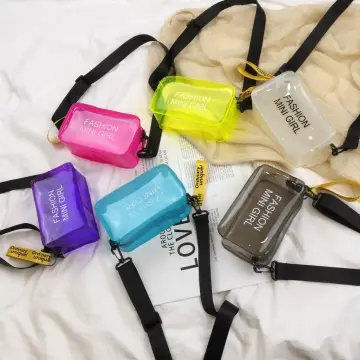 New Summer Transparent PVC Jelly Bag With Colorful Pu Handles And