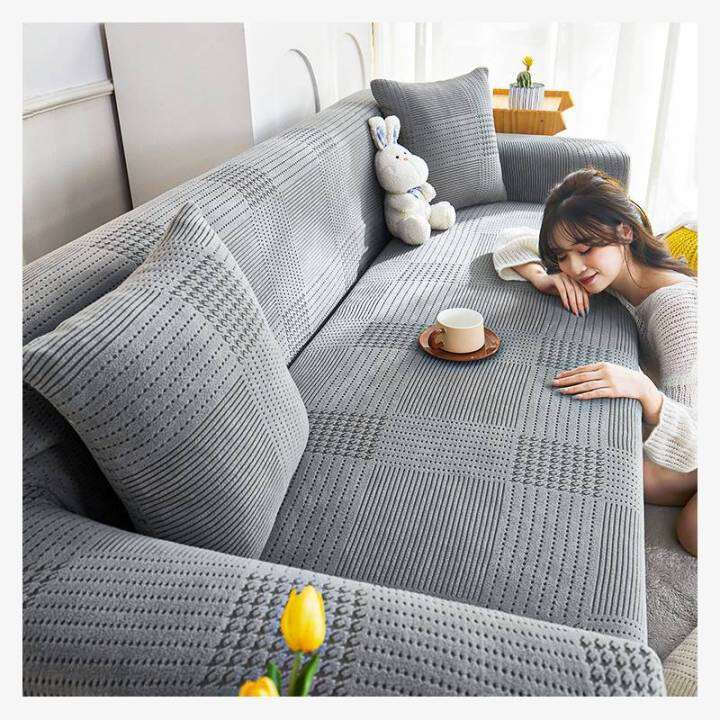 Plastic Sofa Cover Thickened Sofa Fully Covered Blanket Houndstooth