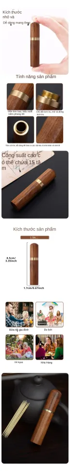 Portable Wooden Toothpick Holder Pocket Tooth Pick Dispenser