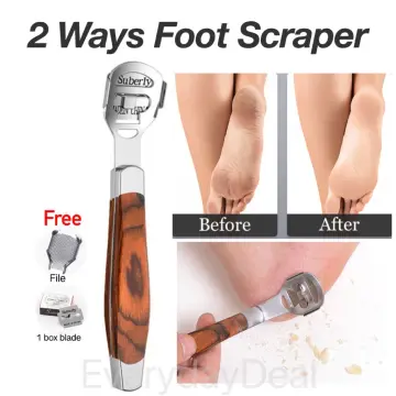 Foot Scraper and File Dead Skin Callus Corn Remover Free 10 Blades