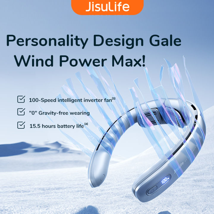 JISULIFE Portable Neck Fan Pro 100 Speed Bladeless Air Conditioner LED ...