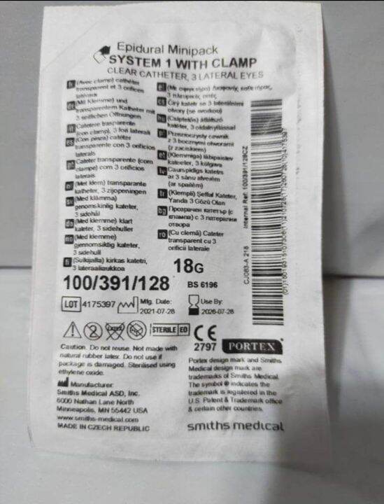 Epidural Minipack Catheter G18 PORTEX Lazada PH