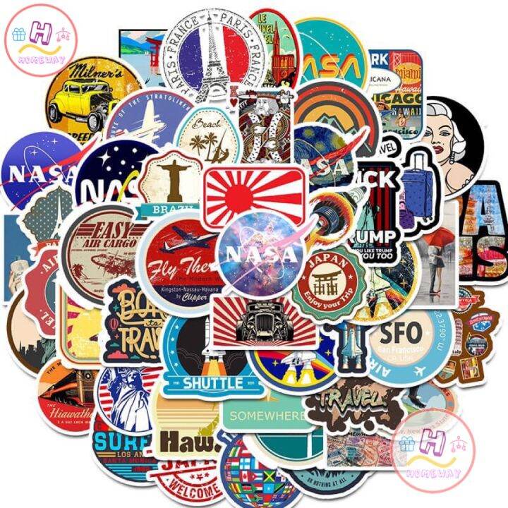 sticker-สติ๊กเกอร์-travel-h-36-ท่องเที่ยว-50-ชิ้น-เดินทาง-นาซ่า-นาซา-nasa-ตั้งแคมป์-แคมป์-เดิน-ป่า-แคมป์ปิ่ง-วินเทจ-อวกาศ-outdoor-เดินป่า-แคมป์-ป่า-กระเป๋า-กระเดินทาง-เครื่องบิน-ต่างประเทศ