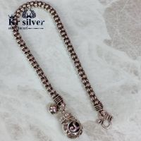 Kr silver เงินแท้925/ สร้อยข้อมือเงินแท้ ลายดอกโปร่งงานรมดำ ห้อยจี้ถุงเงินนะโม ขนาดเส้น 4 มิล ยาว 6 นิ้ว 6.5 นิ้ว 7 นิ้ว 7.5 นิ้ว 8 นิ้ว