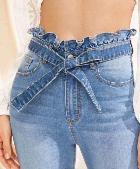 Maong Bleach Wash HighWaisted High Stretch Skinny Jeans (Random Design