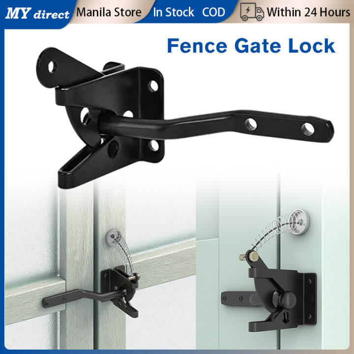 Black Self Locking Gate Latch Automatic Gravity Lever Fence Gate Lock