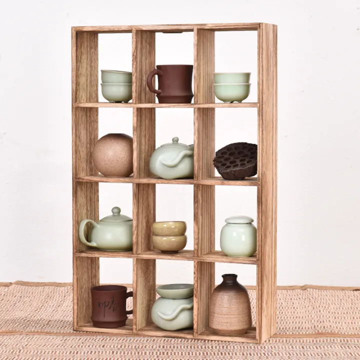 Solid Wood Tea Cup Shelf Tea Set Shelf Storage Teapot Tea Cup