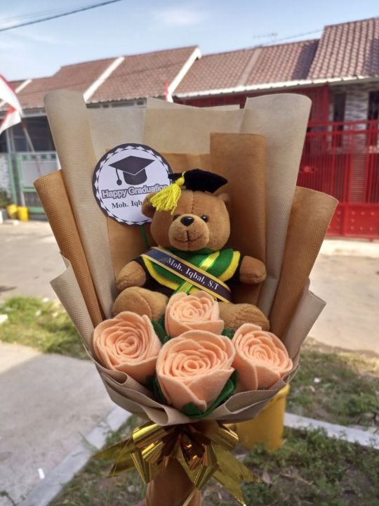 Buket Boneka Bunga coklat kecil