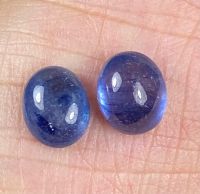 ไพลินสีน้ำเงินธรรมชาติ 6.65 กะรัต คู่หลังเบี้ย 8.9x7.2 มม. 6.65cts natural blue sapphire cabochon pair 8.9x7.2mm