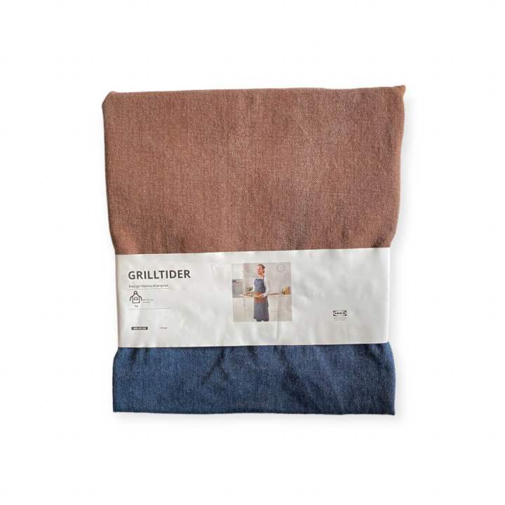 GRILLTIDER Apron, blue/brown, 27x36 - IKEA