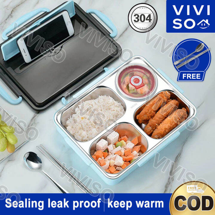 【Free shipping】1500ML 304 stainless steel Lunch Box With Utensils