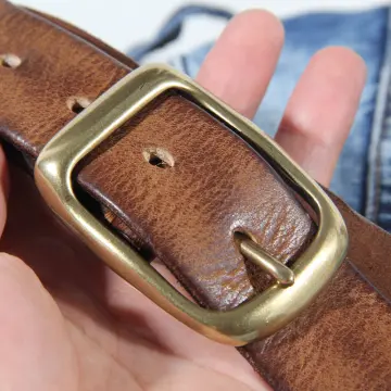 New Retro Smooth Buckle Belt Men's Oversized Leather Pure Cowhide