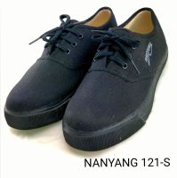 NANYANG 121-S รองเท้าผ้าใบนันยางสีดำ ผูกเชือก พื้นเขียว