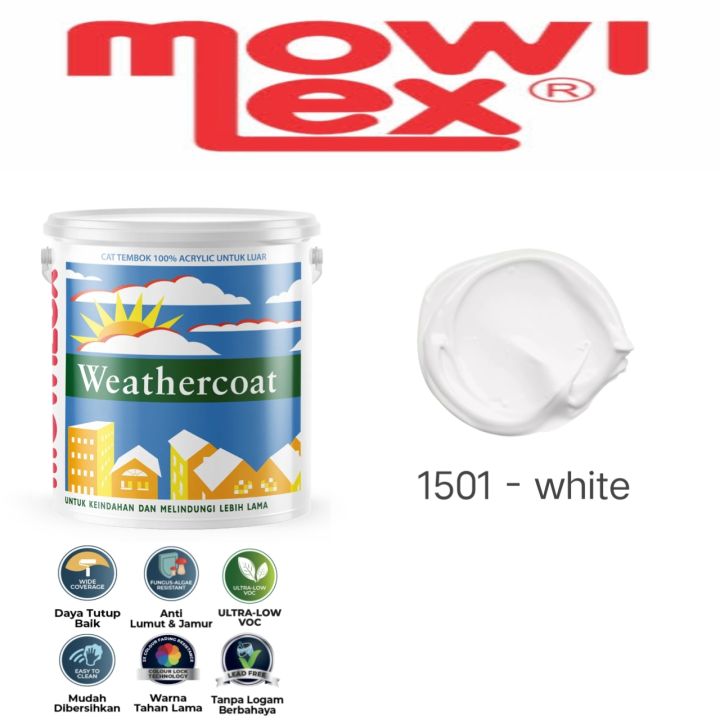 Mowilex Weathercoat 1501 Putih 20 Liter Cat Tembok Exterior Lazada