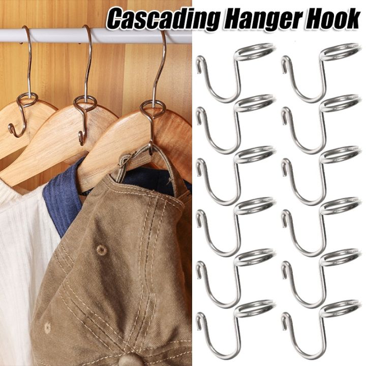 Polocat 20pcs Stainless Steel Hanger Hooks Space Saving Cascading Hangers  Connection Hooks Multifunctional Wardrobe Clothes Hanger Connecting Buckle  Home Organizer Accessories