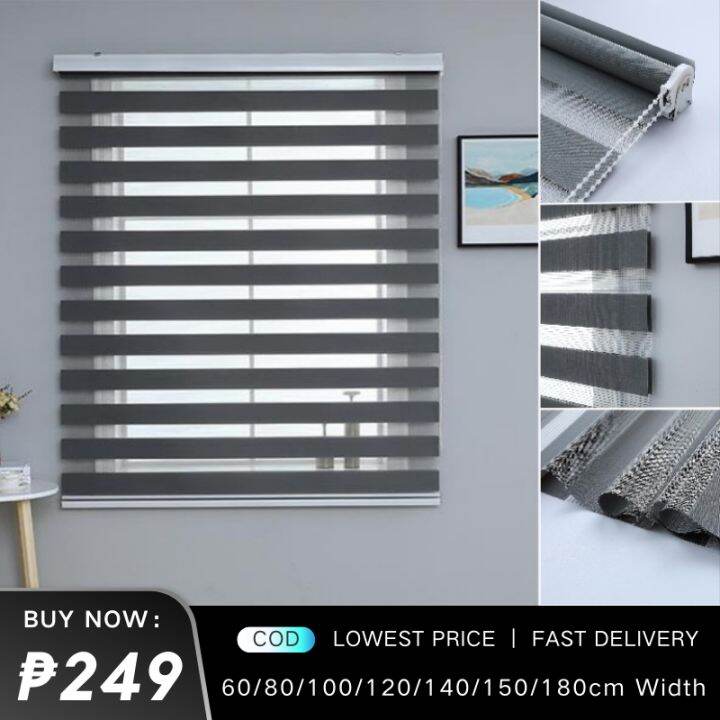 H.CHENG HOME Korean Duo Roller Blinds 5ft 7ft Blackout Blinds