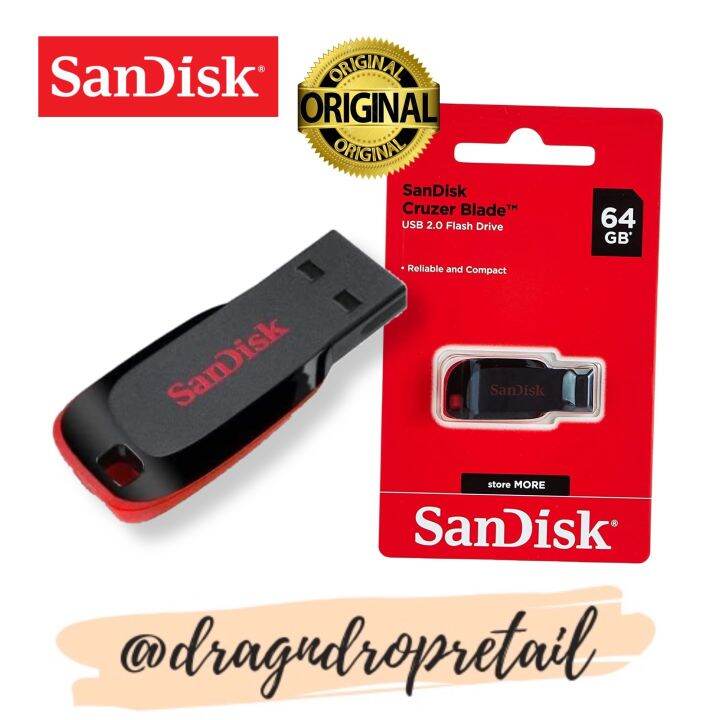 SanDisk CRUZER BLADE CZ50 USB 2.0 Flash Drive 128GB 64GB 32GB 16GB