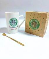 แก้วMug สตาร์บัค พร้อมช้อนทอง 1 set ขนาด 350 ml.  ราคา149 บาท