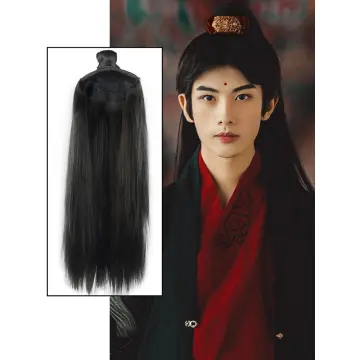 Tóc giả nam Hàn Quốc nguyên đầu  tóc giả nam cao cấp làm bằng tơ mềm mượt  như tóc thật màu đen  tặng kèm lưới  Lazadavn