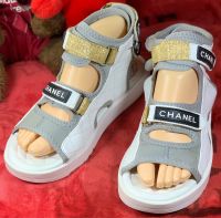 รองเท้าแตะรัดส้น Chanel Lamskin sandals size37 มือ2 แท้ ?