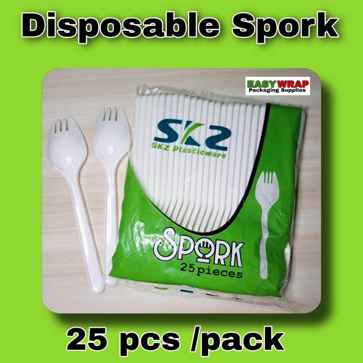 Disposable Spork white 25 pcs /pack Lazada PH