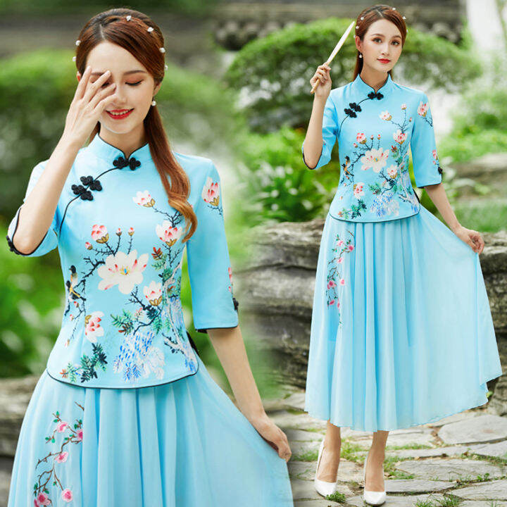 Hán Phục Cách Tân Kiểu Trung Quốc Váy Liền Áo Trang Phục Mùa Hè 2021 Váy  Chiffon Cổ Trang Kiểu Tiên Nữ Phong Cách Dân Quốc Phóng Khoáng Cổ Điển Mẫu  Mới 