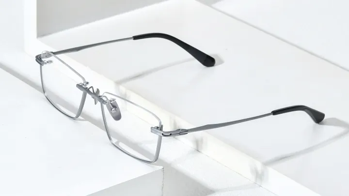 Fonex Titanium Glasses Frame Men 2022 New Semi Rimless Square Eyeglasses Half Optical Frame 7349