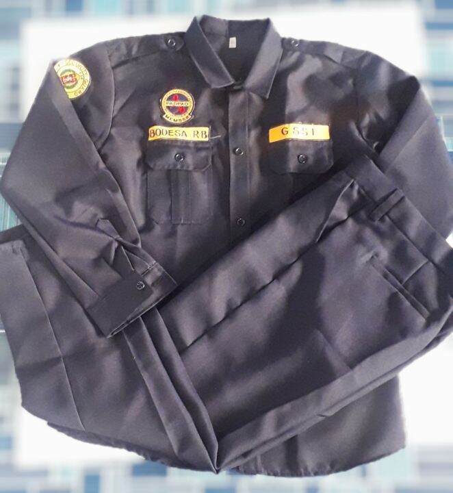 SECURITY GUARD UNIFORM SET (LONG SLEEVE W/PATCHES AND PANTS) | Lazada PH