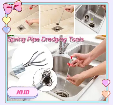Clog-Free Spring Set Spiral Pipe Cleaning Rod Sink Drain Cleaner Clog  Remover / Sumbat Drain Clog