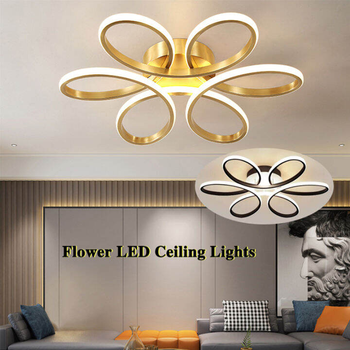Modern Flower LED Ceiling Light Nordic Tri Color Ceiling Lamp For