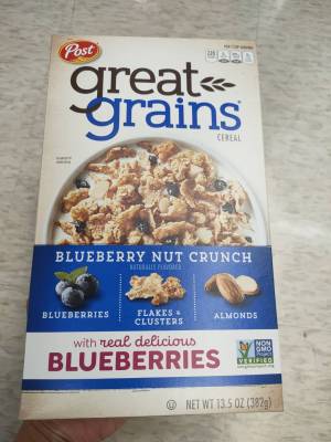 Post Great Grains Blueberry Nut Crunch382g. แผ่นข้าวสาลีอบกรอบ ผสมบลูเบอร์รี่และนัต 382 กรัม