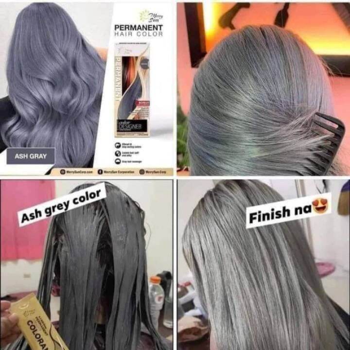 Ash Gray Permanent Hair Color Merry Sun Smooth & Shiny MUST BE