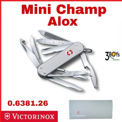 มีด Victorinox รุ่น Mini Champ Alox มีดพก ขนาดเล็ก 15 ฟังก์ชั่น สีเงิน หรูหรา น่าใช้ 0.6381.26